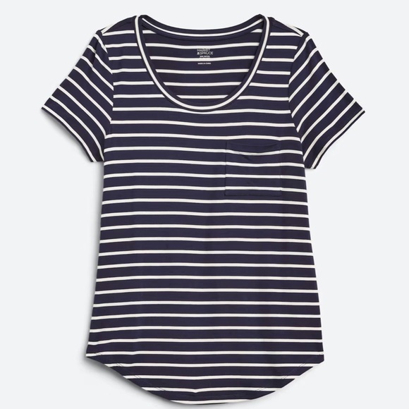 Market & Spruce- Elaine Pocket Short Sleeve Tee. Size XXL. Navy. Stripes. NWT - Picture 4 of 15